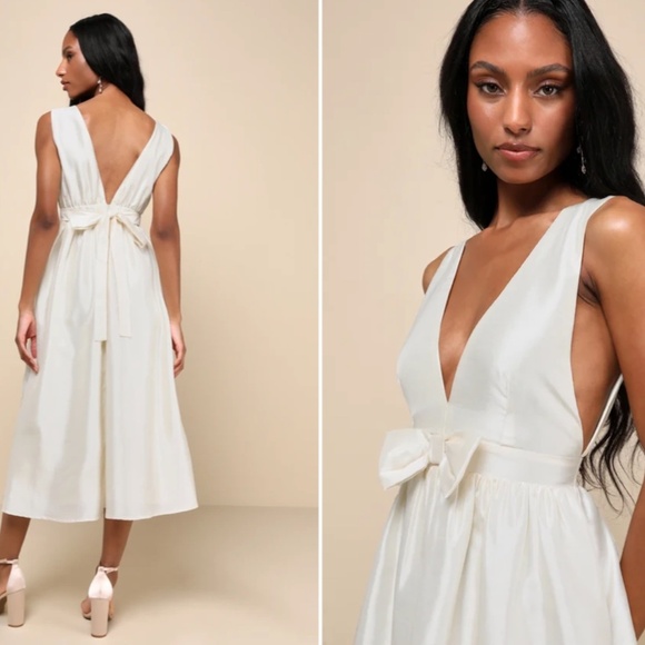 LULU's Bachelorette Engagement Bridal Shower Sexy Elegant Midi Dress NWOT - Picture 3 of 4